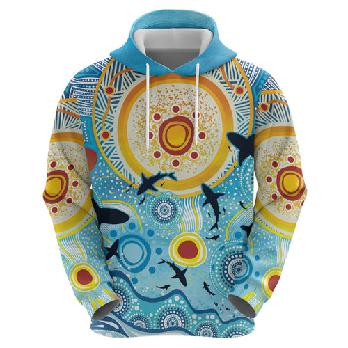World Ocean Day Aboriginal Arts Indigenous Zip Hoodie Dancing Under Moonlight