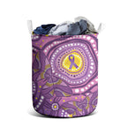 Australia Indigenous World Cancer Day Purple Aboriginal Laundry Basket Butterfly Ribbon