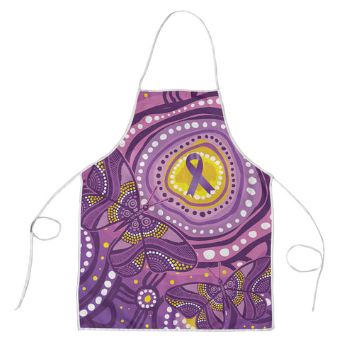 Australia Indigenous World Cancer Day Purple Aboriginal Apron Butterfly Ribbon