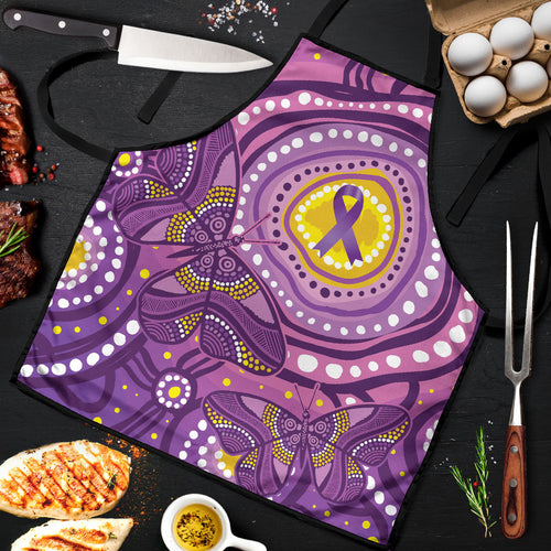 Australia Indigenous World Cancer Day Purple Aboriginal Apron Butterfly Ribbon