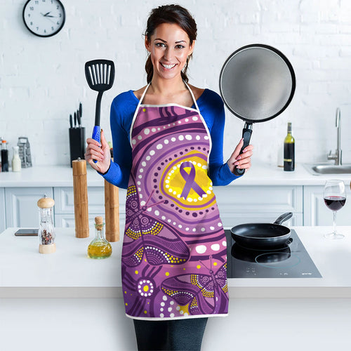 Australia Indigenous World Cancer Day Purple Aboriginal Apron Butterfly Ribbon