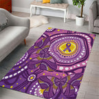 Australia Indigenous World Cancer Day Purple Aboriginal Area Rug Butterfly Ribbon