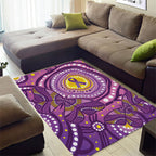 Australia Indigenous World Cancer Day Purple Aboriginal Area Rug Butterfly Ribbon