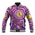 Australia Indigenous World Cancer Day Purple Aboriginal Baseball Jacket Butterfly Ribbon