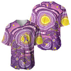 Australia Indigenous World Cancer Day Purple Aboriginal Baseball Jersey Butterfly Ribbon
