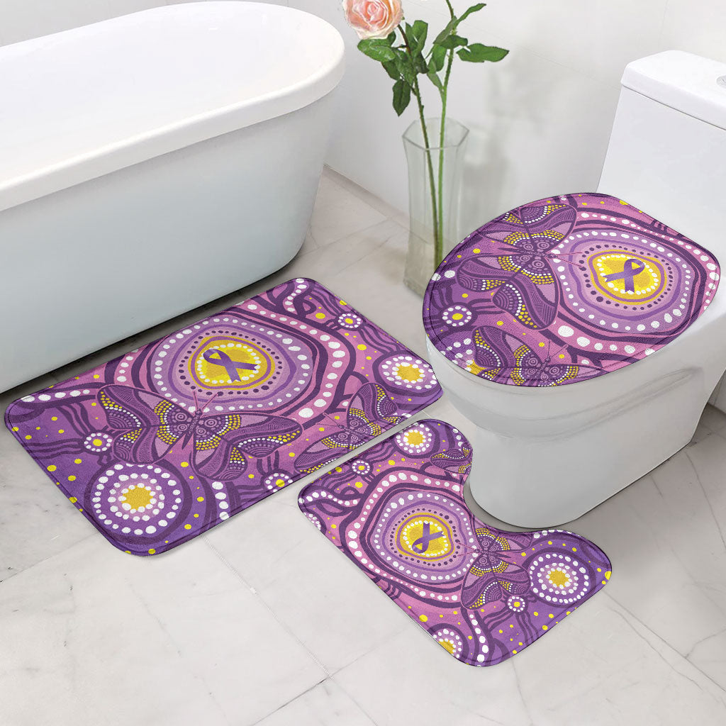 Australia Indigenous World Cancer Day Purple Aboriginal Bathroom Set Butterfly Ribbon