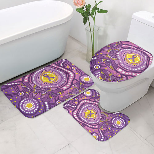Australia Indigenous World Cancer Day Purple Aboriginal Bathroom Set Butterfly Ribbon