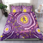 Australia Indigenous World Cancer Day Purple Aboriginal Bedding Set Butterfly Ribbon