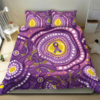Australia Indigenous World Cancer Day Purple Aboriginal Bedding Set Butterfly Ribbon
