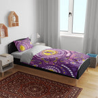 Australia Indigenous World Cancer Day Purple Aboriginal Bedding Set Butterfly Ribbon