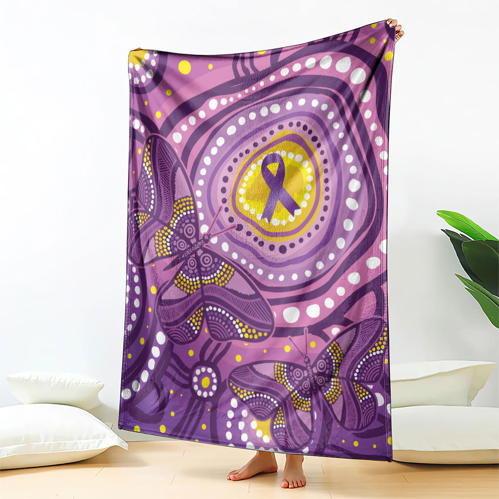 Australia Indigenous World Cancer Day Purple Aboriginal Blanket Butterfly Ribbon