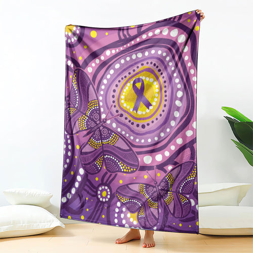 Australia Indigenous World Cancer Day Purple Aboriginal Blanket Butterfly Ribbon