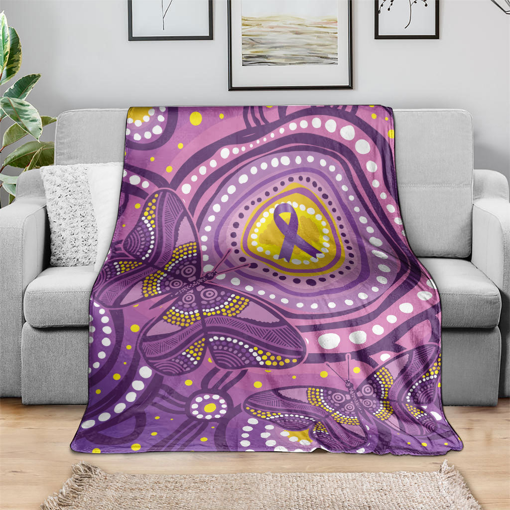 Australia Indigenous World Cancer Day Purple Aboriginal Blanket Butterfly Ribbon