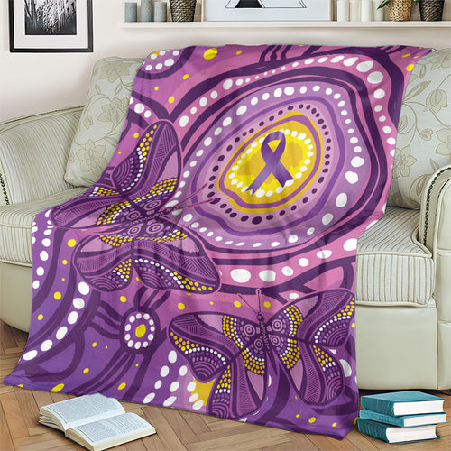 Australia Indigenous World Cancer Day Purple Aboriginal Blanket Butterfly Ribbon