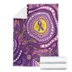 Australia Indigenous World Cancer Day Purple Aboriginal Blanket Butterfly Ribbon