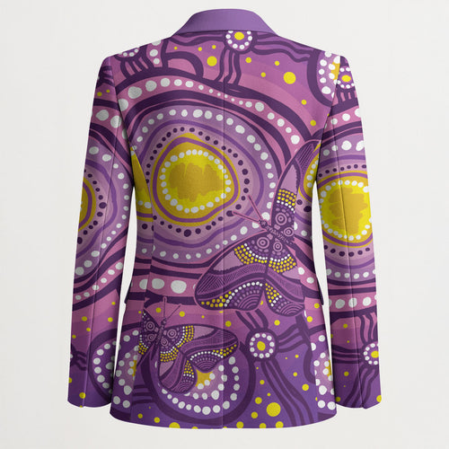 Australia Indigenous World Cancer Day Purple Aboriginal Blazer Butterfly Ribbon