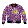 Australia Indigenous World Cancer Day Purple Aboriginal Bomber Jacket Butterfly Ribbon
