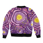 Australia Indigenous World Cancer Day Purple Aboriginal Bomber Jacket Butterfly Ribbon