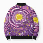 Australia Indigenous World Cancer Day Purple Aboriginal Bomber Puffer Jacket Butterfly Ribbon