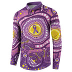 Australia Indigenous World Cancer Day Purple Aboriginal Button Sweatshirt Butterfly Ribbon