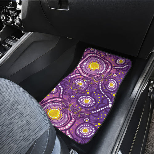 Australia Indigenous World Cancer Day Purple Aboriginal Car Mats Butterfly Ribbon