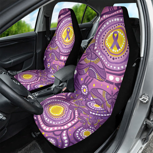 Australia Indigenous World Cancer Day Purple Aboriginal Car Seat Cover Butterfly Ribbon