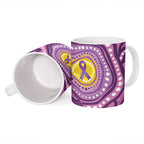 Australia Indigenous World Cancer Day Purple Aboriginal Ceramic Mug Butterfly Ribbon
