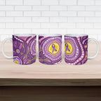 Australia Indigenous World Cancer Day Purple Aboriginal Ceramic Mug Butterfly Ribbon