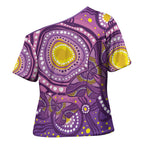 Australia Indigenous World Cancer Day Purple Aboriginal Cross Shoulder Shirt Butterfly Ribbon