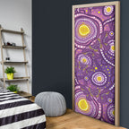 Australia Indigenous World Cancer Day Purple Aboriginal Door Cover Butterfly Ribbon
