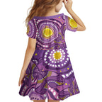 Australia Indigenous World Cancer Day Purple Aboriginal Family Matching Mermaid Dress and Hawaiian Shirt Butterfly Ribbon