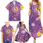Australia Indigenous World Cancer Day Purple Aboriginal Family Matching Summer Maxi Dress and Hawaiian Shirt Butterfly Ribbon