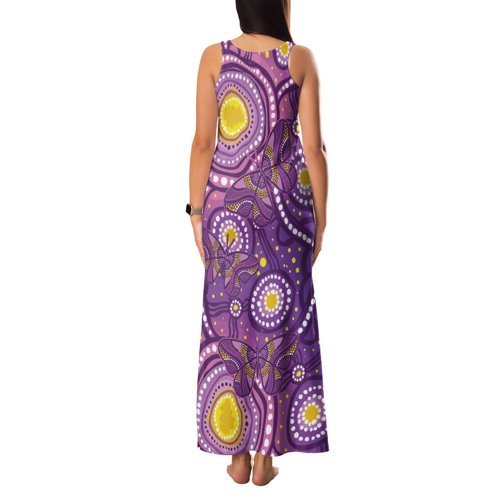 Australia Indigenous World Cancer Day Purple Aboriginal Family Matching Tank Maxi Dress and Hawaiian Shirt Butterfly Ribbon