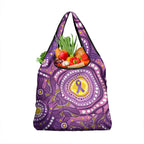 Australia Indigenous World Cancer Day Purple Aboriginal Grocery Bag Butterfly Ribbon