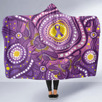 Australia Indigenous World Cancer Day Purple Aboriginal Hooded Blanket Butterfly Ribbon