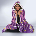 Australia Indigenous World Cancer Day Purple Aboriginal Hooded Blanket Butterfly Ribbon