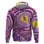 Australia Indigenous World Cancer Day Purple Aboriginal Hoodie Butterfly Ribbon