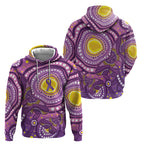 Australia Indigenous World Cancer Day Purple Aboriginal Hoodie Butterfly Ribbon