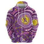 Australia Indigenous World Cancer Day Purple Aboriginal Hoodie Butterfly Ribbon