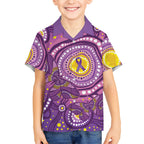 Australia Indigenous World Cancer Day Purple Aboriginal Kid Hawaiian Shirt Butterfly Ribbon