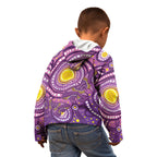 Australia Indigenous World Cancer Day Purple Aboriginal Kid Hoodie Butterfly Ribbon
