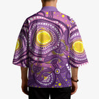 Australia Indigenous World Cancer Day Purple Aboriginal Kimono Butterfly Ribbon