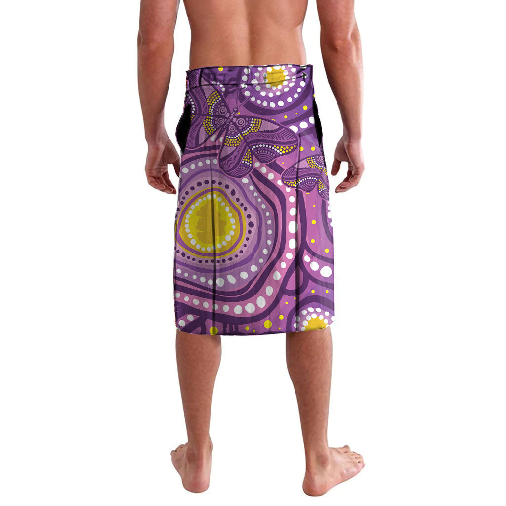 Australia Indigenous World Cancer Day Purple Aboriginal Lavalava Butterfly Ribbon