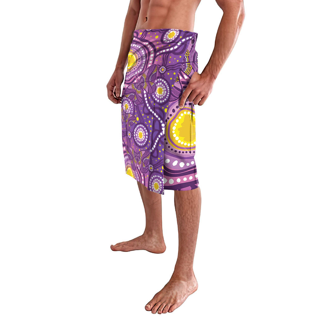 Australia Indigenous World Cancer Day Purple Aboriginal Lavalava Butterfly Ribbon