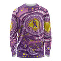 Australia Indigenous World Cancer Day Purple Aboriginal Long Sleeve Shirt Butterfly Ribbon