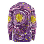 Australia Indigenous World Cancer Day Purple Aboriginal Long Sleeve Shirt Butterfly Ribbon