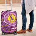 Australia Indigenous World Cancer Day Purple Aboriginal Luggage Cover Butterfly Ribbon