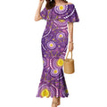 Australia Indigenous World Cancer Day Purple Aboriginal Mermaid Dress Butterfly Ribbon