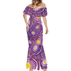 Australia Indigenous World Cancer Day Purple Aboriginal Mermaid Dress Butterfly Ribbon