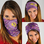Australia Indigenous World Cancer Day Purple Aboriginal Neck Gaiter Butterfly Ribbon